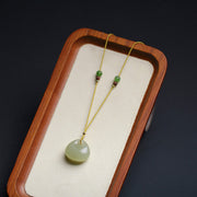 Buddha Stones Natural Hetian Jade Small Bag Pattern Prosperity String Necklace Pendant Necklaces & Pendants BS 8