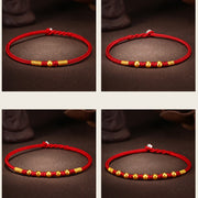 Buddha Stones 999 Gold Beads Luck King Kong Knot Handmade Braided Protection Bracelet