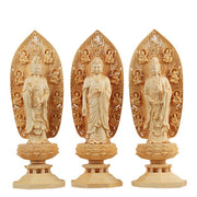 Buddha Stones Handcrafted Kwan Yin Avalokitesvara Tathagata Mahasthamaprapta Bodhisattva Statue Boxwood Abundance Decoration Decorations BS 4