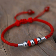 Buddha Stones 925 Sterling Silver Lucky Bead Protection Red String Bracelet Bracelet BS 1