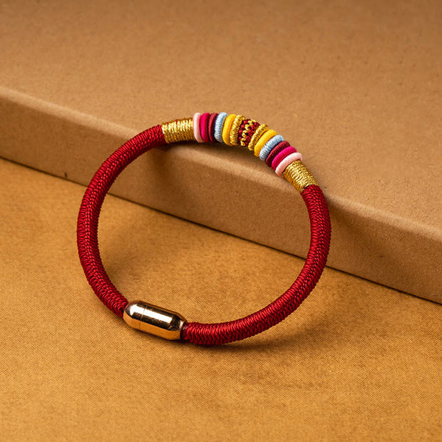 Buddha Stones Tibetan Handmade King Kong Knot Protection Magnetic Buckle Braided Bracelet