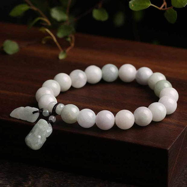Buddha Stones Natural Jade Pi Xiu Buddha Gourd Apple Success Bracelet Bracelet BS 1