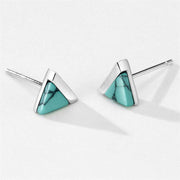 Buddha Stones 925 Sterling Silver Triangle Turquoise Balance Stud Earrings