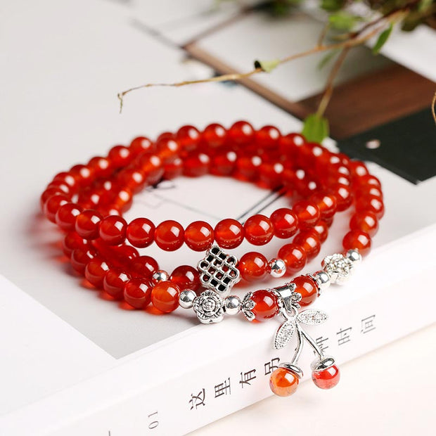 Buddha Stones Natural Red Agate Bead Blessing Bracelet Necklace Bracelet Necklaces & Pendants BS 2