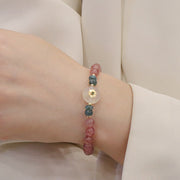 Buddha Stones Natural Strawberry Quartz Chalcedony Jade Healing Bracelet Bracelet BS 8