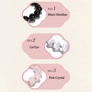 Buddha Stones Natural Black Obsidian Cat's Eye Pink Crystal PiXiu Strength Bracelet