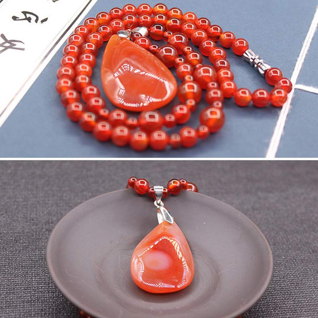 Buddha Stones Tibetan Red Agate Blessing Healing Bead Necklace Pendant Necklaces & Pendants BS 4
