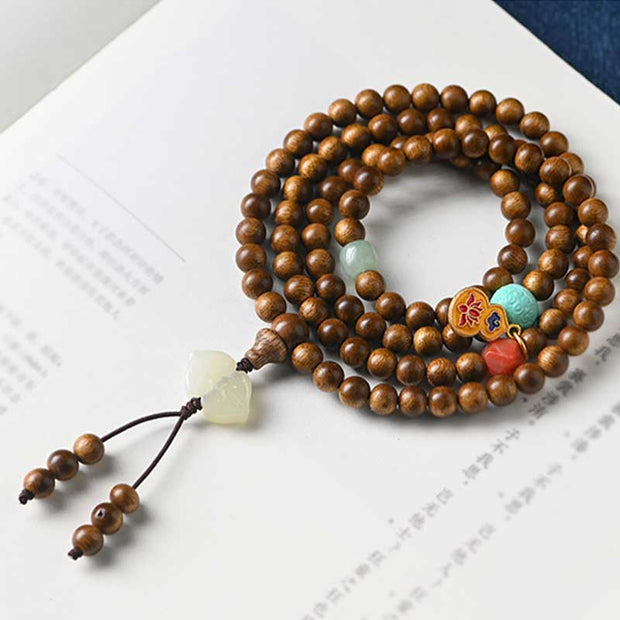 Buddha Stones Tibetan Rosewood Protection Calm Bracelet Mala Mala Bracelet BS 13