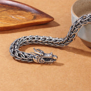 Buddha Stones 925 Sterling Silver Dragon Success Strength Bracelet Bangle