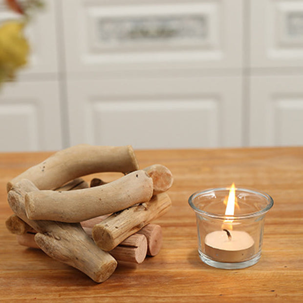 Buddha Stones Wood Candlestick Home Candle Holder Decoration