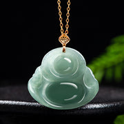 Buddha Stones Laughing Buddha Natural Jade Prosperity Abundance Necklace Pendant Necklaces & Pendants BS 7