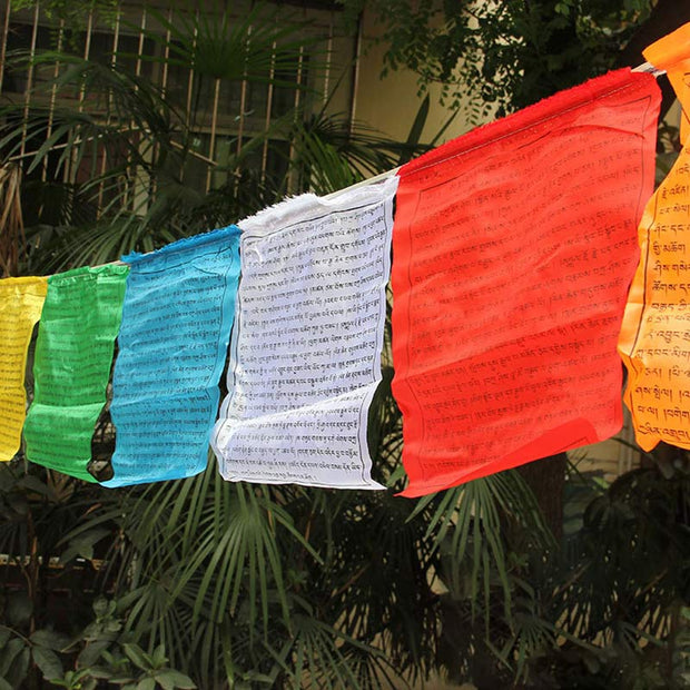 Buddha Stones Tibetan 5 Colors Windhorse Blessing Outdoor 20 Pcs Prayer Flag Decoration Decorations buddhastoneshop 7m