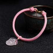 Buddha Stones Lucky Pink Crystal Fox Love String Bracelet Bracelet BS 3