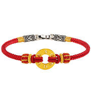 Buddha Stones Tibetan 999 Gold Om Mani Padme Hum Engraved Peace Buckle Luck Braided Couple Bracelet