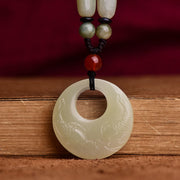 Buddha Stones White Jade Double Koi Fish Carved Prosperity Success Necklace Pendant Necklaces & Pendants BS 6