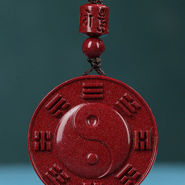 Buddha Stones Cinnabar Yin Yang Bagua Blessing Necklace Pendant