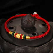 Buddha Stones 999 Gold Om Mani Padme Hum Luck String Couple Bracelet Bracelet BS 2