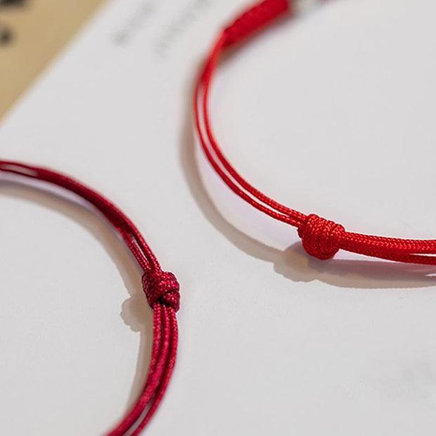 Buddhastoneshop 925 Sterling Silver Luck Bead Protection Red String Braided Bracelet