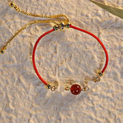 Buddha Stones Red Agate Cat Eye Braided String Confidence Bracelet