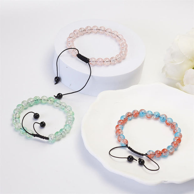 Buddha Stones Colorful Liuli Crystal Luck Strength Handmade Braided Bracelet
