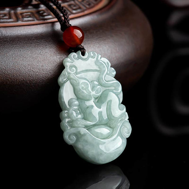 Buddha Stones Natural Jade 12 Chinese Zodiac Sucess Pendant Necklace Necklaces & Pendants BS 1