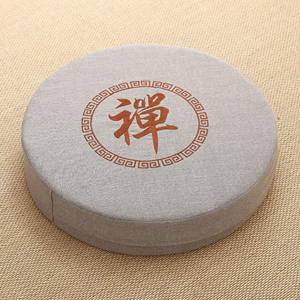 Buddha Stones Lotus Simple Pattern Cotton Linen Meditation Seat Cushion Home Decoration Decorations buddhastoneshop Hard 40cm*10cm LightGrey
