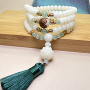 Buddha Stones White Bodhi Seed Mala 108 Beads Protection Bracelet Bracelet BS 8*10mm