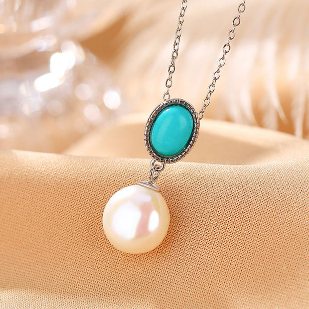 Buddha Stones 925 Sterling Silver Pearl Turquoise Healing Wisdom Necklace Pendant Ring Earrings Necklaces & Pendants BS Necklace