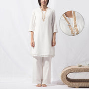 Buddha Stones 2Pcs Tai Chi Meditation Yoga Cotton Clothing Top Pants Women's Set Clothes BS 2