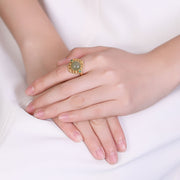 White Jade Cyan Jade Harmony Adjustable Ring Ring BS 1