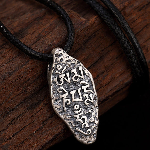 Buddha Stones Tibetan 925 Sterling Silver Om Mani Padme Hum Dorje Vajra Engraved Strength Necklace Pendant Necklaces & Pendants BS 9
