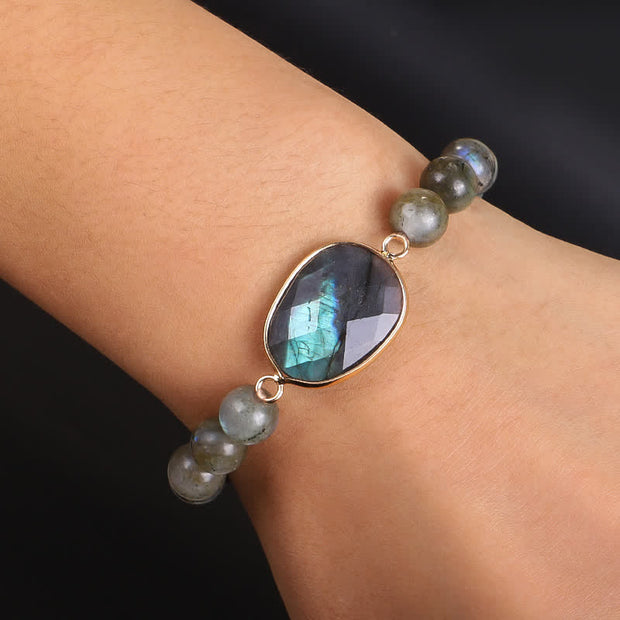 Buddha Stones Natural Labradorite Moonstone Support Healing Beaded Bracelet Bracelet BS 2