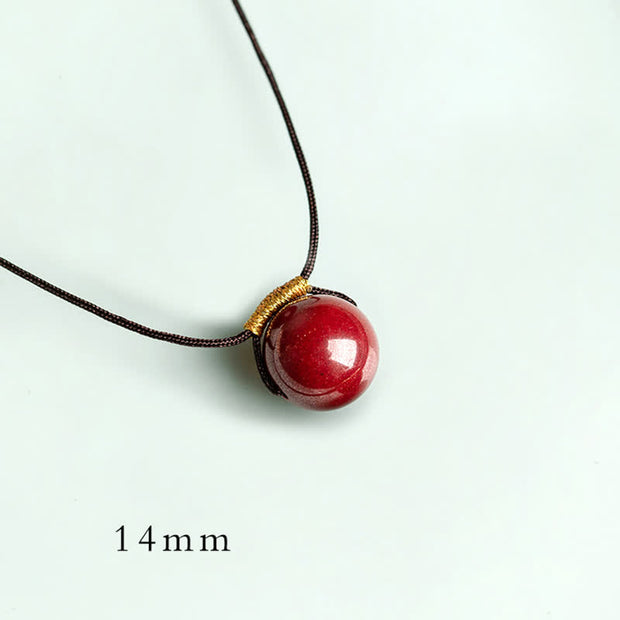 Buddha Stones Cinnabar Bead Calm Blessing Necklace Pendant Necklaces & Pendants BS 14mm Cinnabar