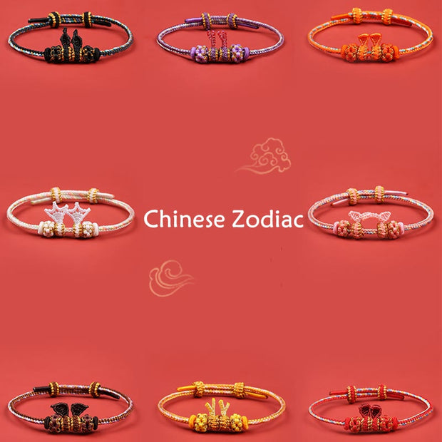 Buddha Stones Handmade Year of the Dragon Cute Chinese Zodiac Luck Braided Bracelet