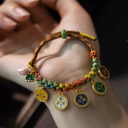 Buddha Stones Tibetan Colorful Rope Five God Of Wealth Luck Braid Bracelet Bracelet BS 3