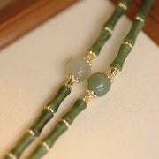 Buddha Stones 14K Copper Plated Peridot Hetian Jade Bamboo Pattern Luck Bracelet Bracelet BS 10