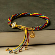 Buddha Stones Gold Swallowing Beast Family Luck Reincarnation Knot Colorful String Bracelet Bracelet BS Gold Swallowing Beast Baby(Wrist Circumference 16-26cm)