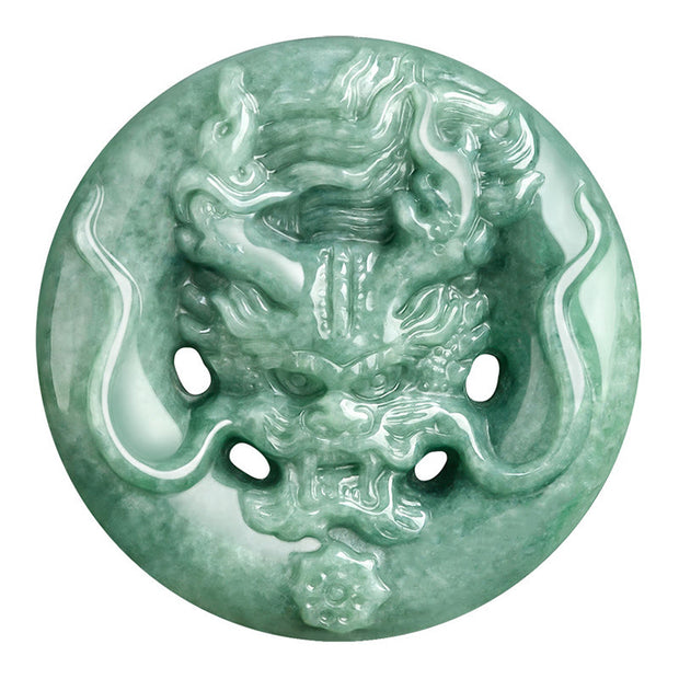 Buddha Stones Round Dragon Natural Jade Success Amulet Necklace Pendant Necklaces & Pendants BS 9
