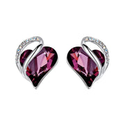 Natural Various Gemstone Birthstone Crystal Love Stud Earrings (Extra 40% Off | USE CODE: FS40) Earrings BS 02a-February-Amethyst Dark Pink