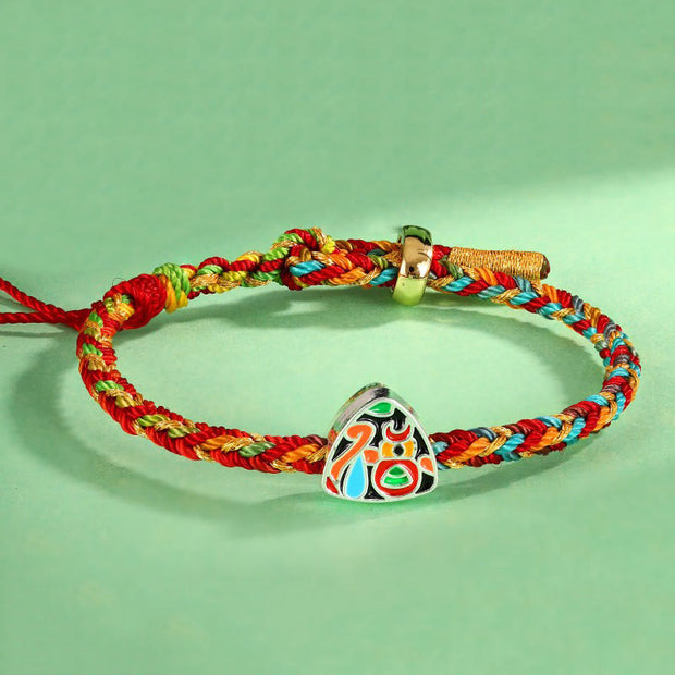Buddha Stones Multicolored Rope Zongzi Pattern Fu Character Luck Handcrafted Child Adult Bracelet