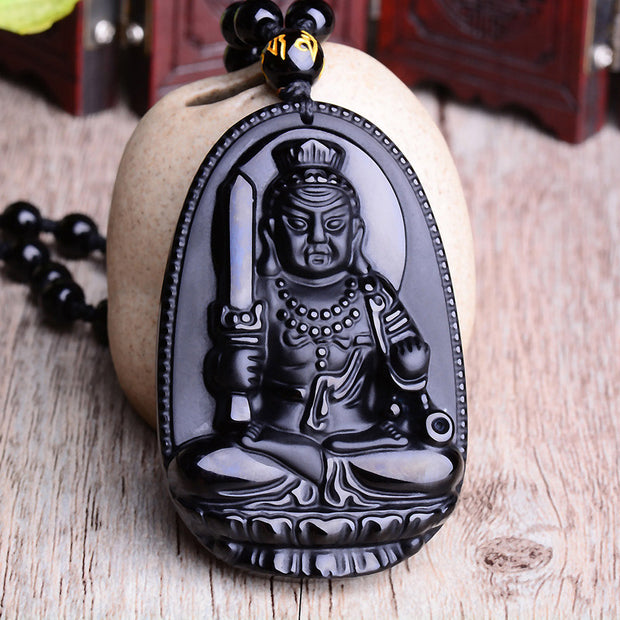 Buddha Stones Chinese Zodiac Obsidian Buddha Amulet Protection Pendant Necklace Necklaces & Pendants BS Rooster