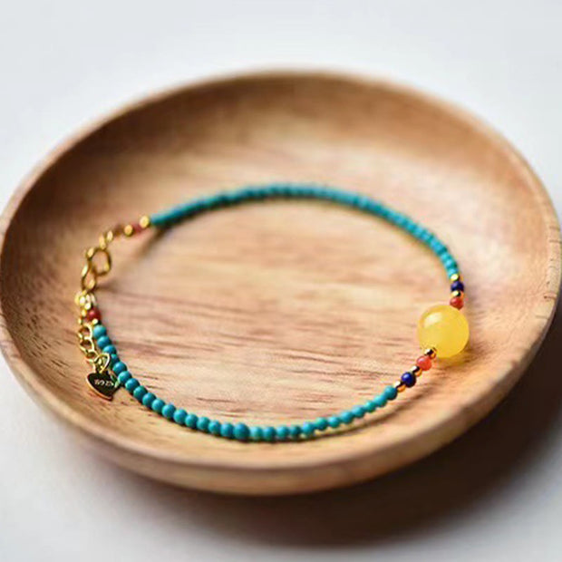 Buddha Stones Turquoise Amber Red Agate Protection Bracelet Necklace Pendant
