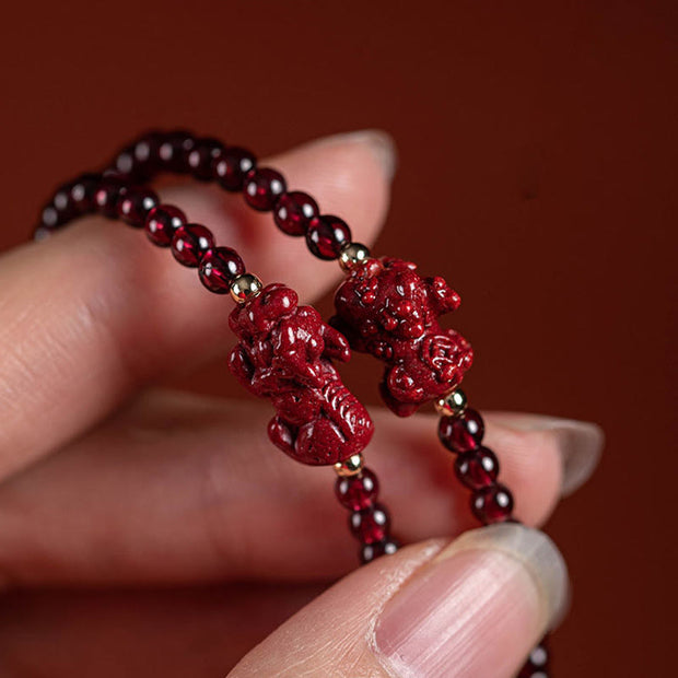 Buddha Stones Cinnabar PiXiu Blessing Calm String Bracelet Bracelet BS 1