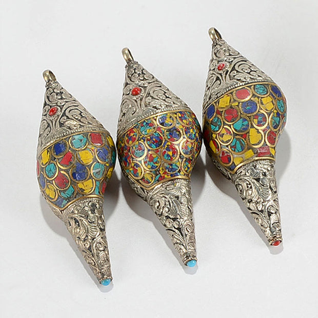 Buddha Stones Tibetan Handmade Natural Shankha Colorful Conch Shell Seashell Wealth Home Decoration