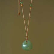 Buddha Stones Natural Jade Luck Prosperity Necklace Pendant (Random Color) Necklaces & Pendants BS 7