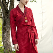 Buddha Stones Tibetan Dress Clothing Lhasa Long Wrap Dress Maxi Dress Women Clothing
