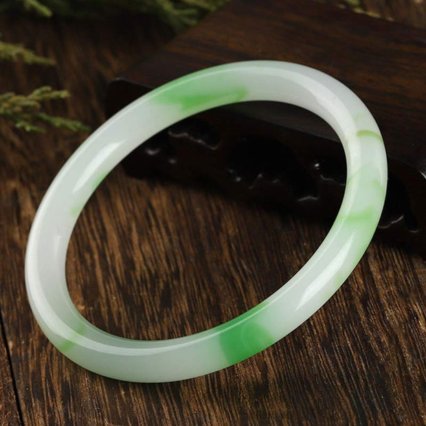 Buddha Stones Jade Luck Abundance Bangle Bracelet Bracelet BS 66-68mm