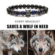 Buddha Stones “Save A Wolf” Bracelet Bracelets Bracelets Dark Blue Tiger Eye (Courage ♥ Self-Confidence)