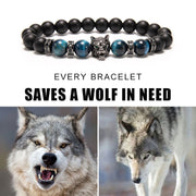 Buddha Stones “Save A Wolf” Bracelet Bracelets Bracelets Blue Tiger Eye (Protection ♥ Balance)