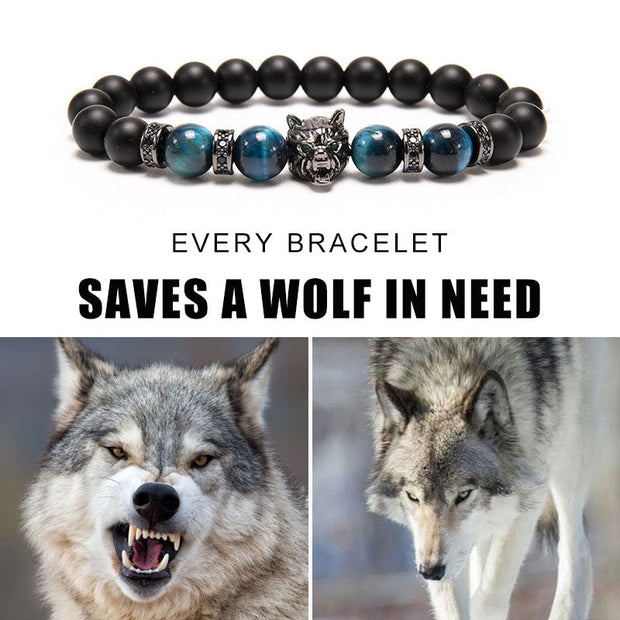 Buddha Stones “Save A Wolf” Bracelet Bracelets Bracelets Blue Tiger Eye (Protection ♥ Balance)